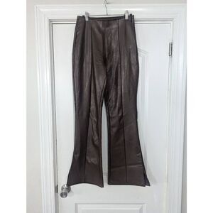 Abercrombie & Fitch‎ Vegan Leather Pants women's size Med brown flare high rise